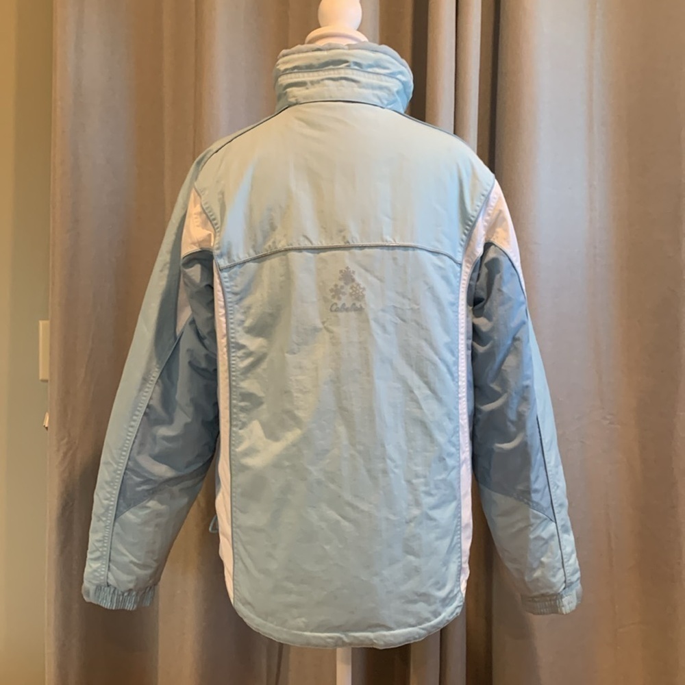Cabela’s Puffer Blue & White Full Zipper Jacket W/Removable Hood Size XL - Picture 6 of 17